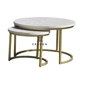 Isha_MOP Inlay Coffee Table with Gold Base_70 Dia cm