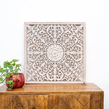 Load image into Gallery viewer, Fink_Wooden Carved Square Wall Panel_60 x 60 cm_White Washed Finish
