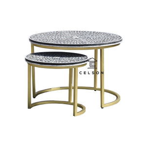 Veronica_ Black & White Mother of Pearl Inlay Nesting Coffee Table Set of 2