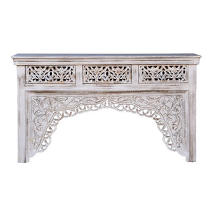 Amari Hand Carved Indian Wood Console Table_Vanity Table_145 cm