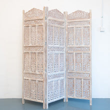 Load image into Gallery viewer, Mark_Wooden Carved Screen 3 Panel_Room Divider_Distressed Finish
