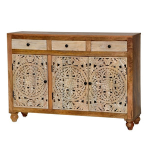 Polar_Hand Carved Solid Indian Wood Shoe Cabinet
