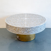 Load image into Gallery viewer, Eriea_Round Mother of Pearl Coffee Table with brass Base_90 Dia cm
