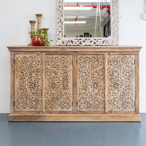 Anaya_Solid Wood Hand Carved Side Board_Buffet_Cupboard_4 Doors_Cabinet