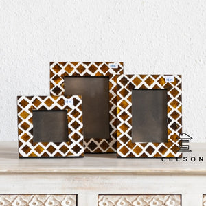 katheryn_Moroccan Pattern horn Inlay Photo Frame in Brown