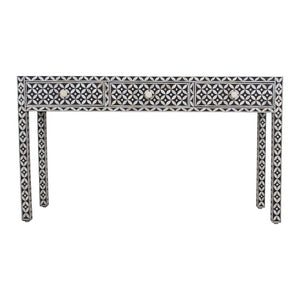 Pasie_Bone Inlay Console Table with 3 Drawers_Vanity Table_130 cm