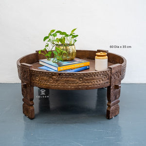 Leon_Hand Carved Chakki Table_Grinder Table_Available in 6 Sizes
