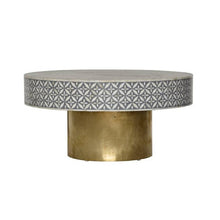 Load image into Gallery viewer, Shan_Round Bone Inlay Table with brass Base_100 Dia cm

