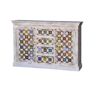 Eliana White Washed _Wooden Tile Cabinet_Chest of Drawer_