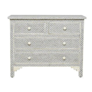 Townie  Bone Inlay Chest of Drawer with 4 Drawers_ 104 cm Length