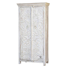 Load image into Gallery viewer, Mery_Hand Carved Indian Wood Tall Almirah_Cupboard_Height 180 cm
