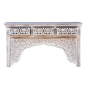 Amari Hand Carved Indian Wood Console Table_Vanity Table_145 cm