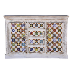 Eliana White Washed _Wooden Tile Cabinet_Chest of Drawer_