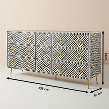 Load image into Gallery viewer, Aiman_ Bone Inlay Chest of Drawer with 9 drawers_ 153 cm Length
