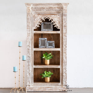 Evan_Rustic Solid Wood Arched Bookcase_Display Unit_Bookshelf
