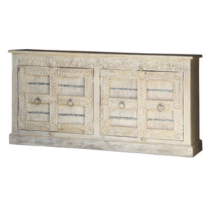 Eva Solid Wood Hand Carved Side Board_Buffet_Cupboard_4 Doors_Cabinet