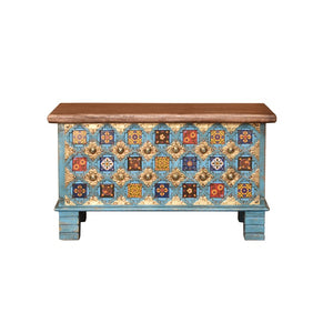 Zoe_Solid Wood Coffee Table_Storage Trunk_Rustic Blue_Available in 3 sizes