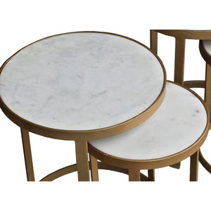 Liva Nesting Side Table with Marble Top Set of 2