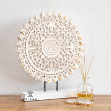 Load image into Gallery viewer, Biba_Hand Carved Panel_Table Decor_White with Gold finish

