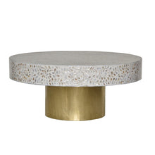 Load image into Gallery viewer, Ciba_Round Mother of Pearl Coffee Table with metal Base
