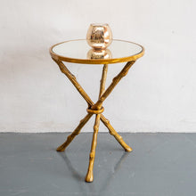 Load image into Gallery viewer, Jenn_Gold Leaf Branches Round Accent Table with Mirror Top
