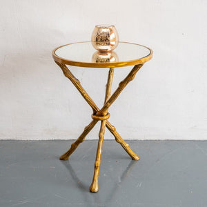 Jenn_Gold Leaf Branches Round Accent Table with Mirror Top