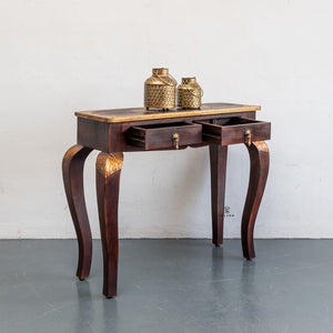 Cameron _Solid Indian Wood Brass inlaid console table_Vanity Table_90 cm