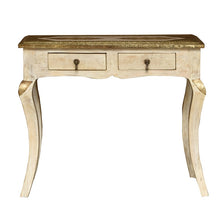 Load image into Gallery viewer, Yubi _Solid Indian Wood Brass inlaid console table_Vanity Table_90 cm
