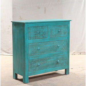 Liva_Solid Indian Wood 4 Drawers Chest of Drawer_ 90 cm Length