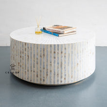 Load image into Gallery viewer, Kaylah_Round MOP Inlay Coffee Table with brass Base_100 Dia cm
