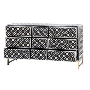 Kayla Bone Inlay Chest of Drawer with 9 Drawers_ 153 cm Length
