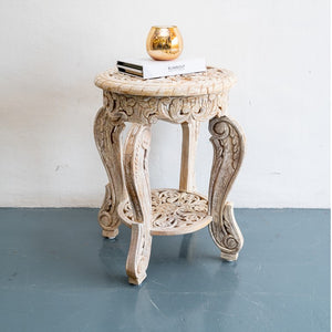 Riva_Wooden hand carved Stool_End Table_Accent Table