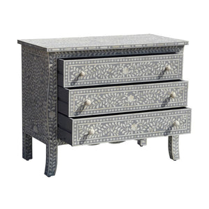 Carl Bone Inlay Chest of Drawer with 3 Drawers_ 100 cm Length