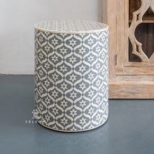 Load image into Gallery viewer, Anna Bone Inlay Floral Round Stool

