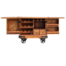 Load image into Gallery viewer, Paulo_Solid Wood Jali Bar Cabinet with wheel
