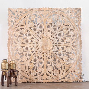 Kathy_Indian Wood Hand Carved Wall Panel_Carved Head Board_150 x 150cm
