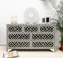 Load image into Gallery viewer, Kylie Bone Inlay Chest of Drawer with 7 Drawers_ 150 cm Length
