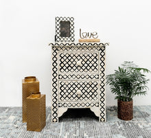 Load image into Gallery viewer, Gow_Bone Inlay Bed Side Table_Moroccan Pattern
