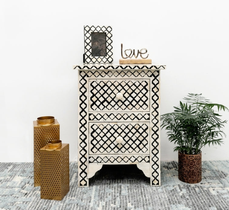 Gow_Bone Inlay Bed Side Table_Moroccan Pattern