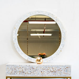 Paul Mother of Pearl Inlay Round Mirror