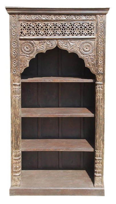 Edi_Rustic Solid Wood Arched Bookcase_Display Unit_Bookshelf
