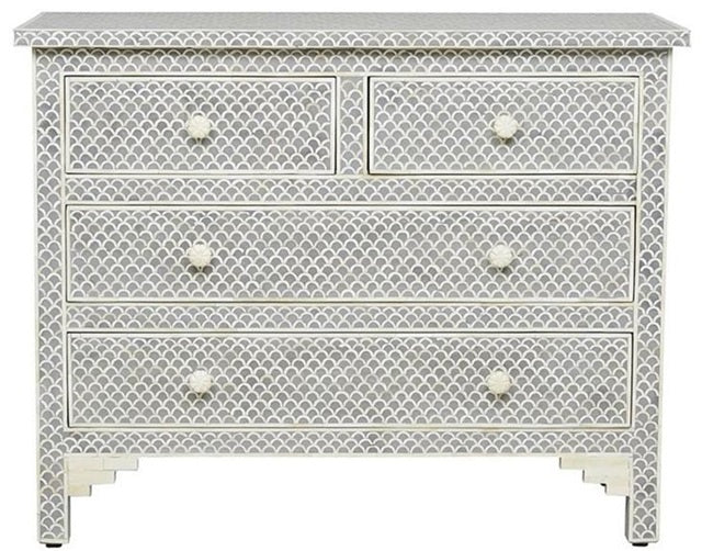 Townie _Bone Inlay Chest of Drawer with 4 Drawers_ 104 cm Length