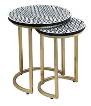 Load image into Gallery viewer, Batey_Bone Inlay Nesting Side Table Set of 2
