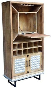 Hecht_Solid Wood Bar Cabinet With_Wine Display Rack