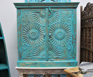 Therica_Solid Indian Wood Chest with Carved Doors_ 90 cm Length