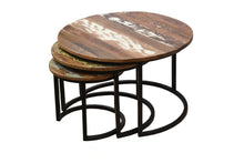 Load image into Gallery viewer, Lina Nesting Coffee Table Set of 3 with Reclaimed wood top_70 Dia cm

