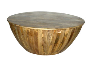 Cindy_Solid Wood Drum Coffee Table_90 Dia cm