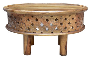 Rocco_Solid Indian Wood Carved Round Coffee Table_76 Dia cm