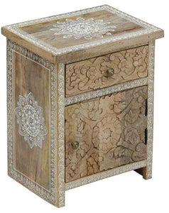 Lee_Solid Indian Wooden Bed Side Table with 1 Drawer 1 Door