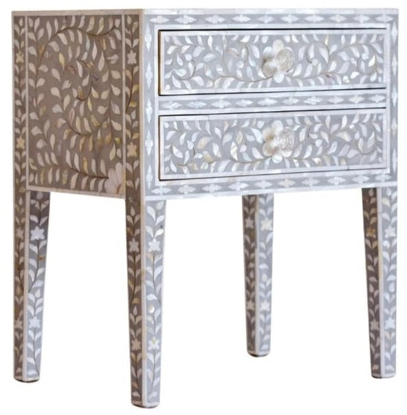 Geoff_Mother of Pearl Bed Side Table with 2 Drawers